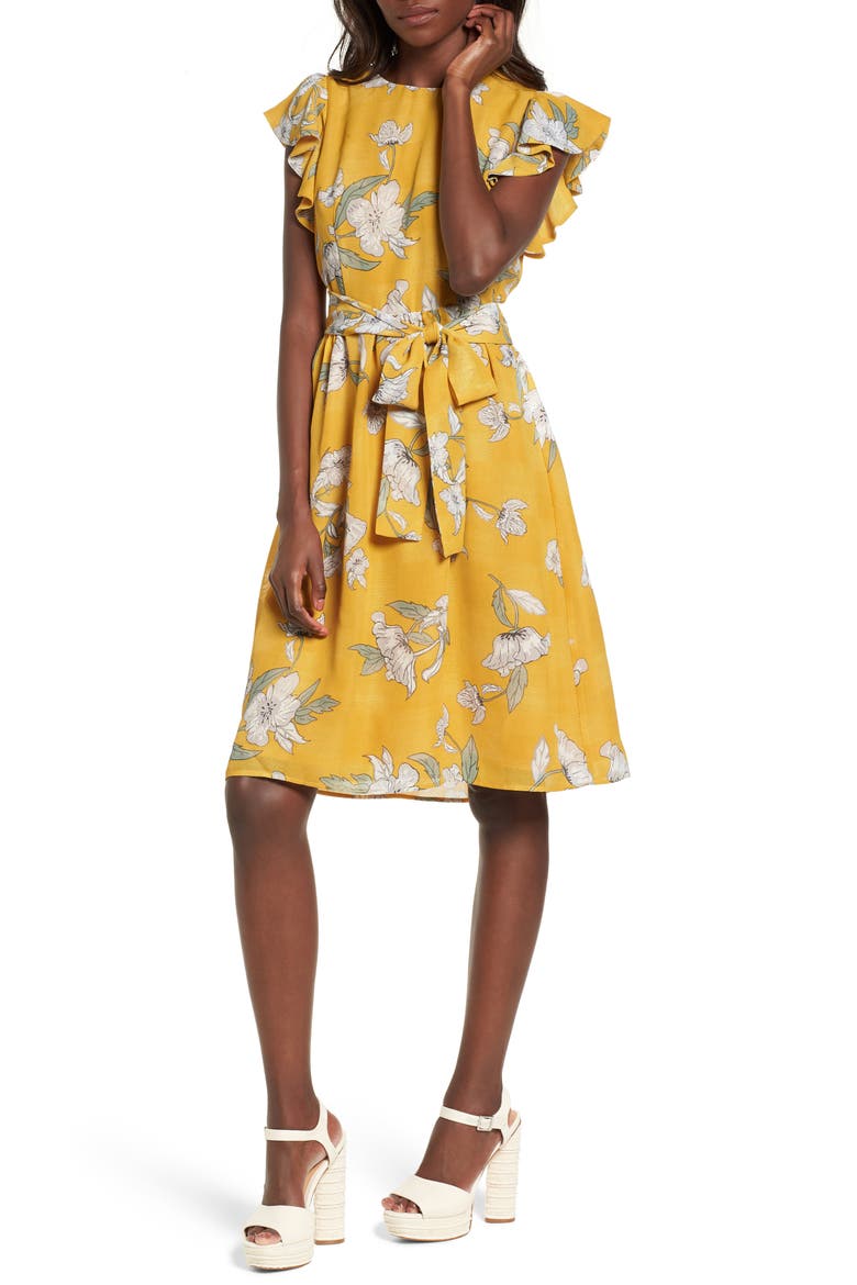 Chriselle x J.O.A. Fit & Flare Dress, Main, color, QUINCE BLOSSOM