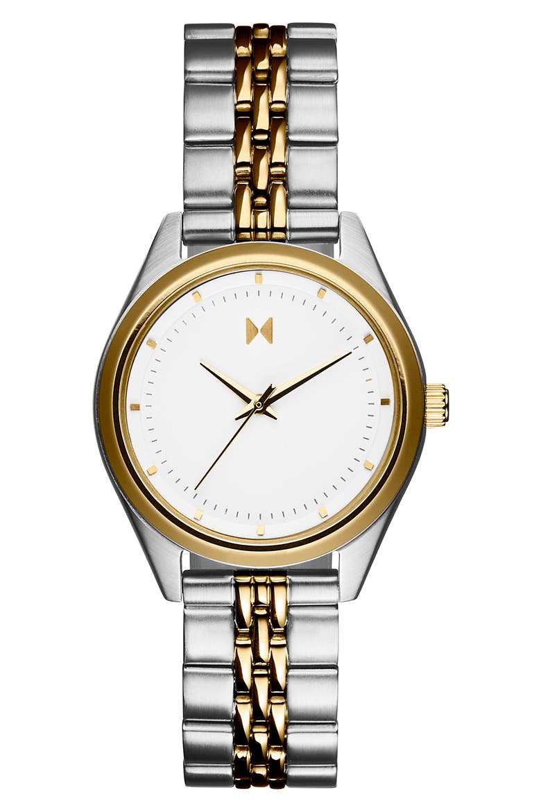 Rise Mini Bracelet Watch, 30mm, Main, color, TWO TONE/ WHITE
