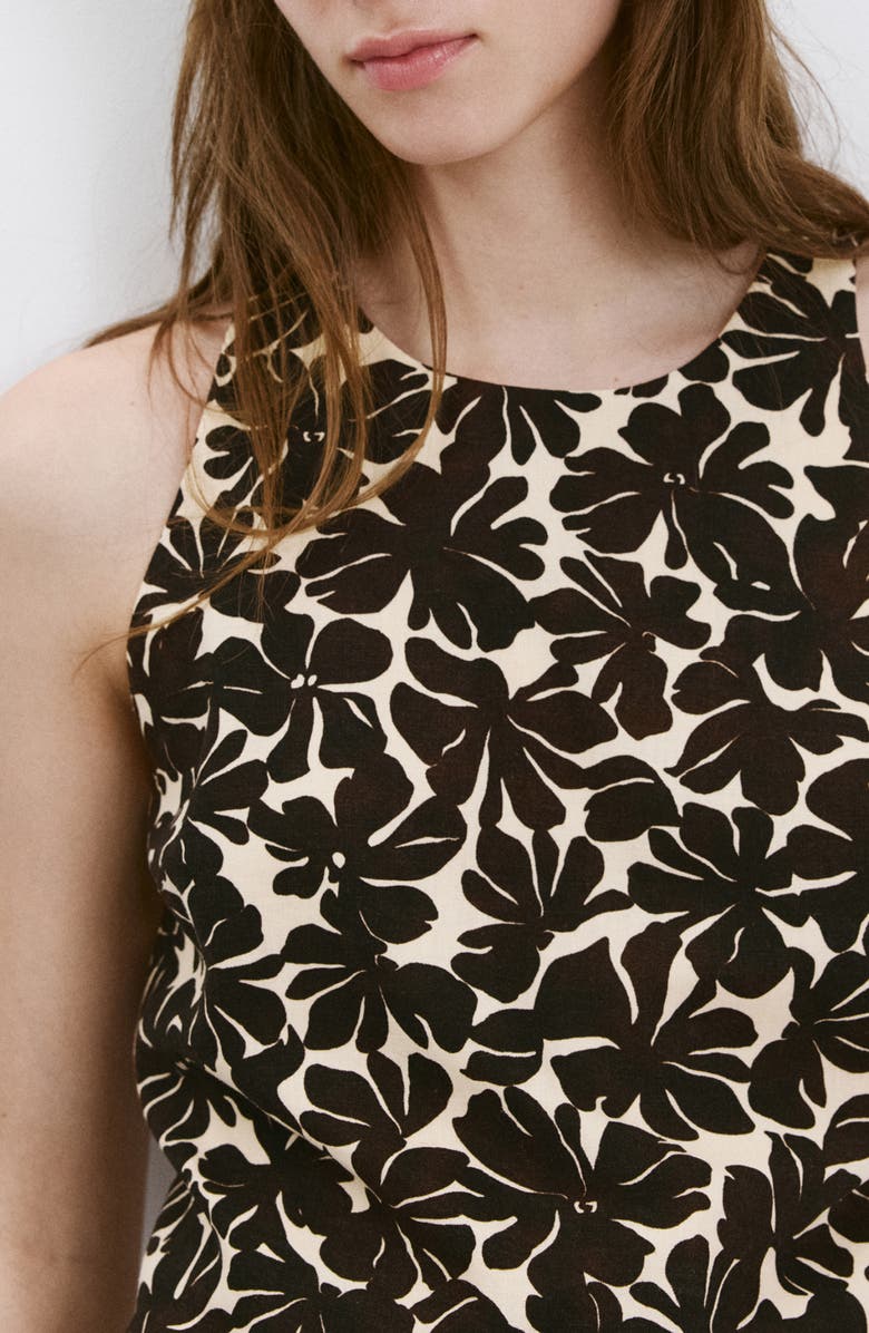 MANGO Floral Crop Tank, Alternate, color, Ecru