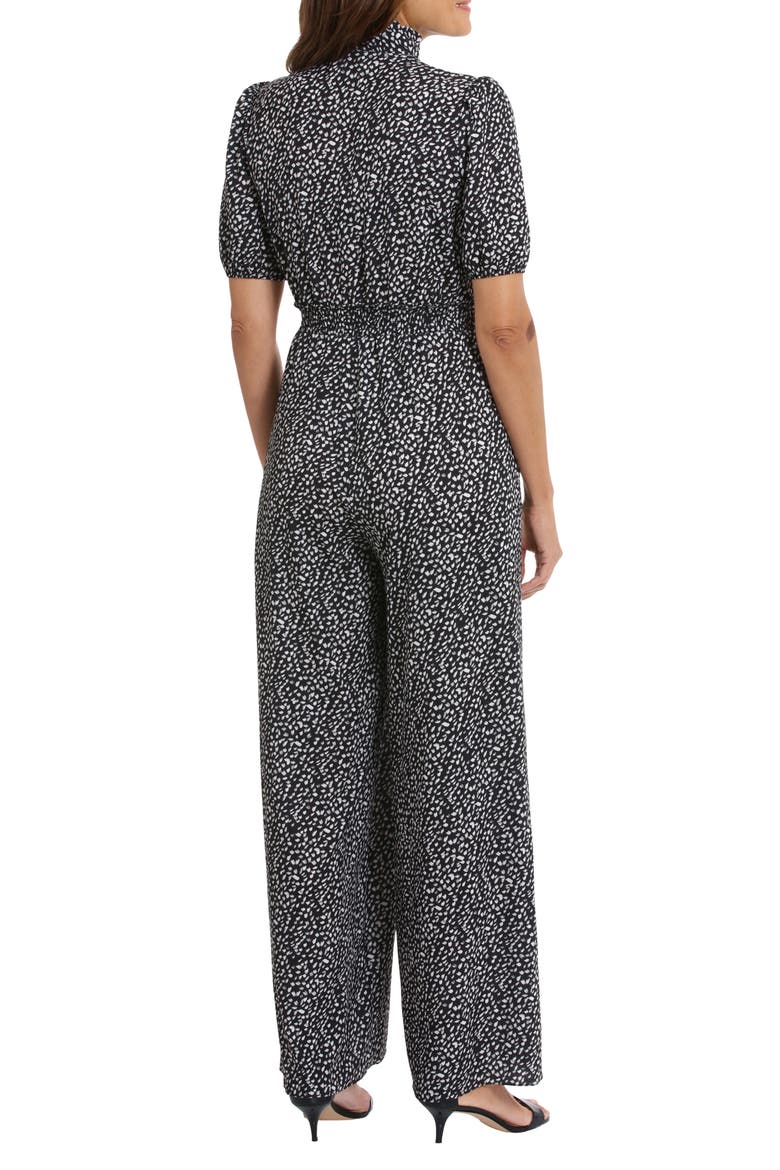 Puff Sleeve Front Zip Jumpsuit, Alternate, color, BLACK IVY