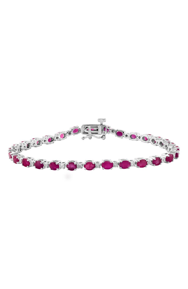 EFFY Sterling Silver Ruby Diamond Bracelet - 0.06 ctw., Alternate, color, Red