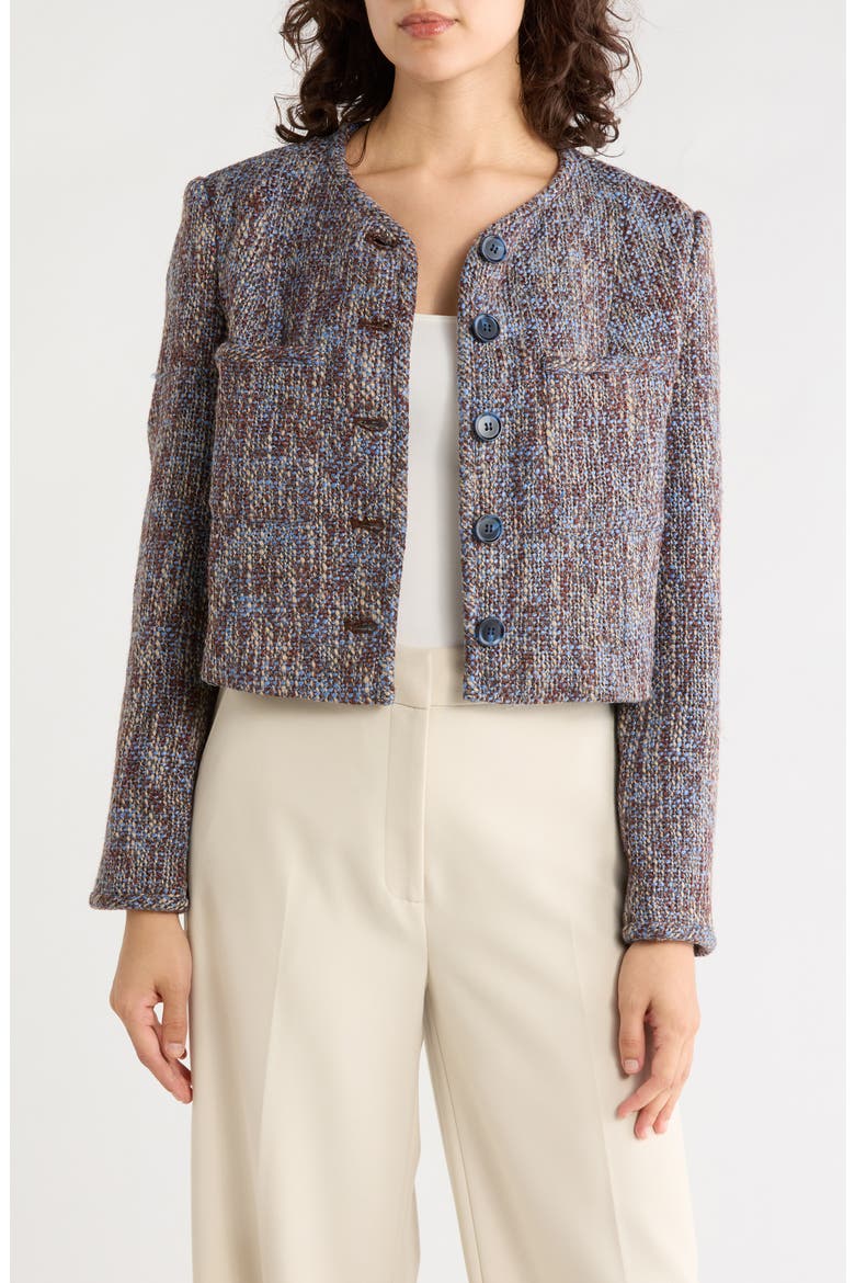 Bouclé Jacket, Main, color, BLUE BROWN MULTI