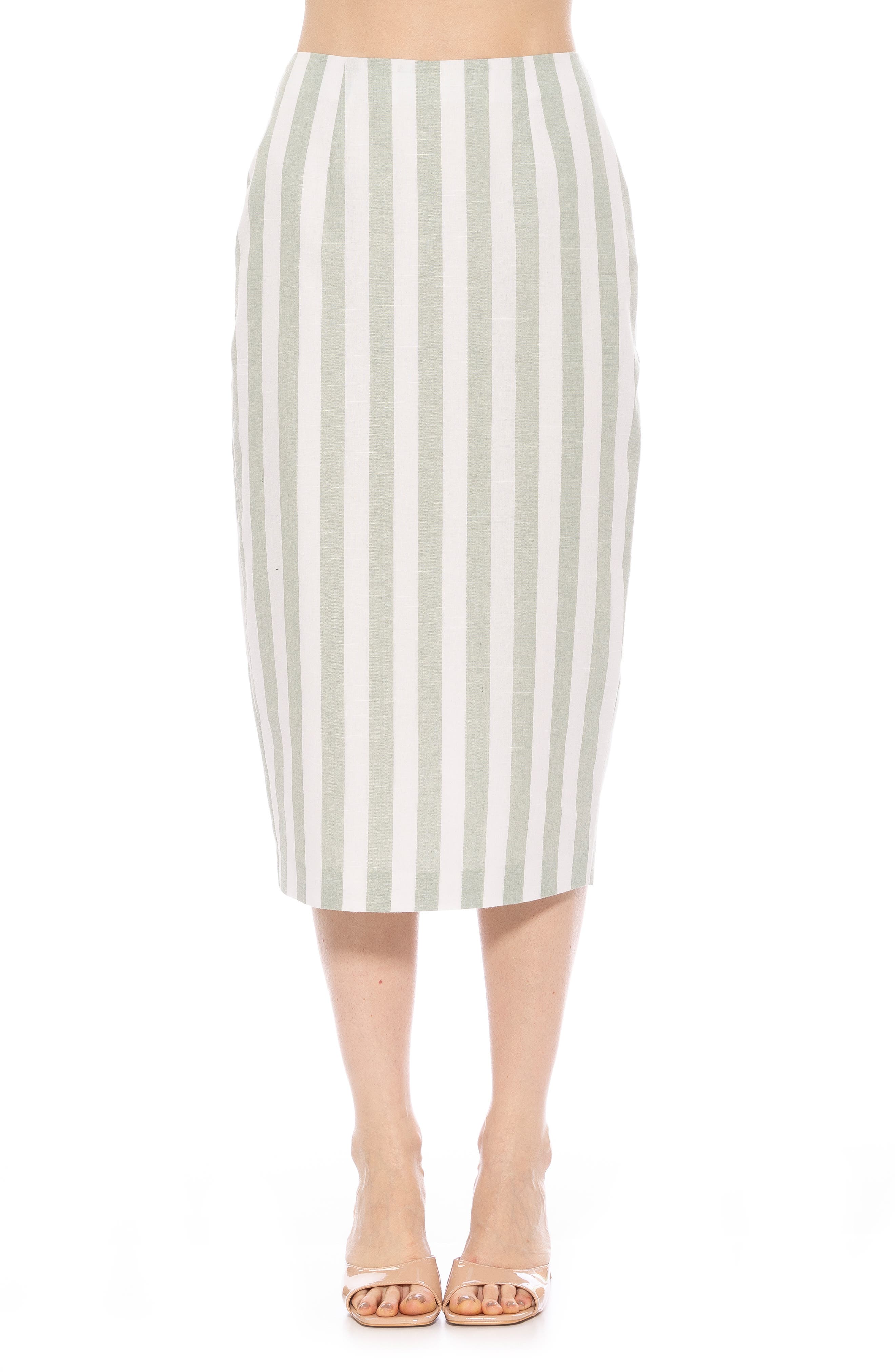 Alexia Admor Jacki Stripe Linen Midi Pencil Skirt