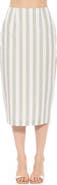 Alexia Admor Jacki Stripe Linen Midi Pencil Skirt