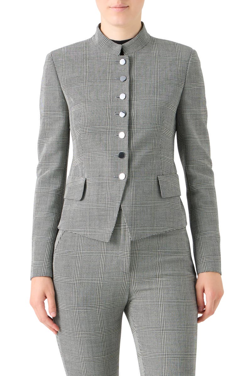 Akris Deva Check Stretch Wool Jacket, Main, color, Black-White