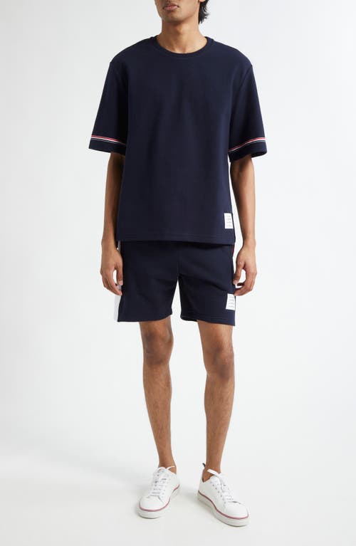 Thom Browne Rugby Fit Short Sleeve Cotton T-shirt In Navy