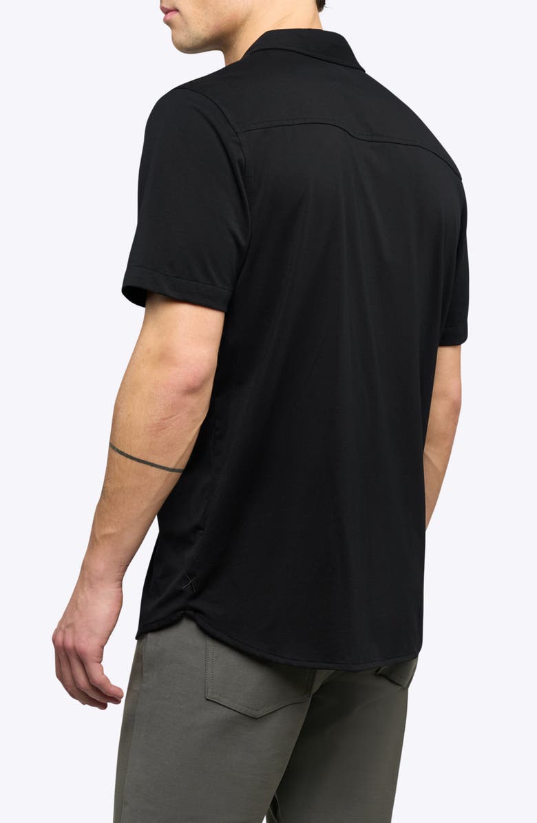 Cuts AO Curved Hem Short Sleeve Button-Up Shirt, Alternate, color, 