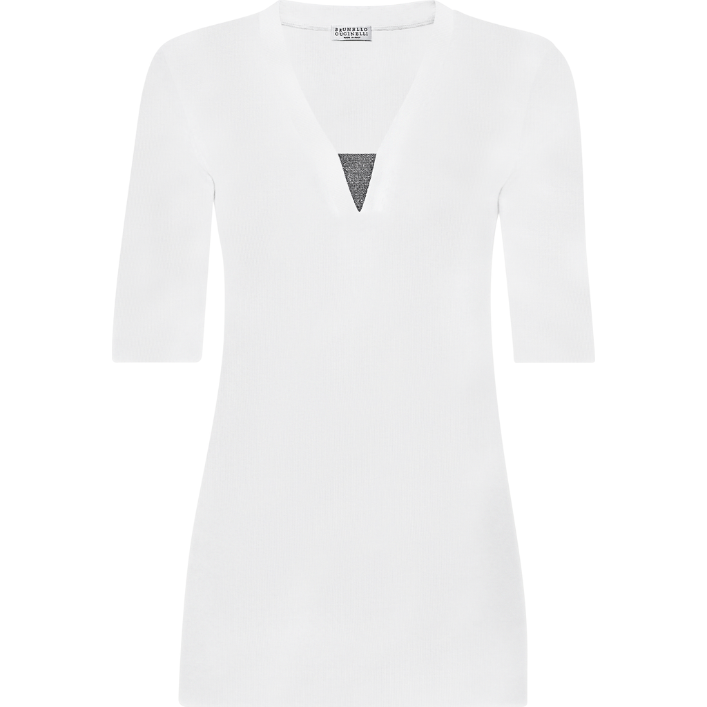 Brunello Cucinelli Ribbed Jersey T-shirt In White