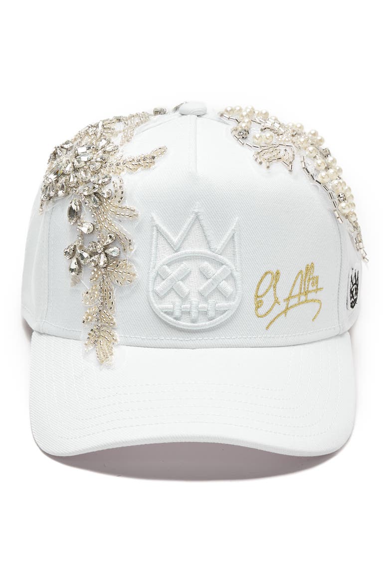 x El Alfa Embroidered Snapback Five-Panel Cap, Alternate, color, WHITE