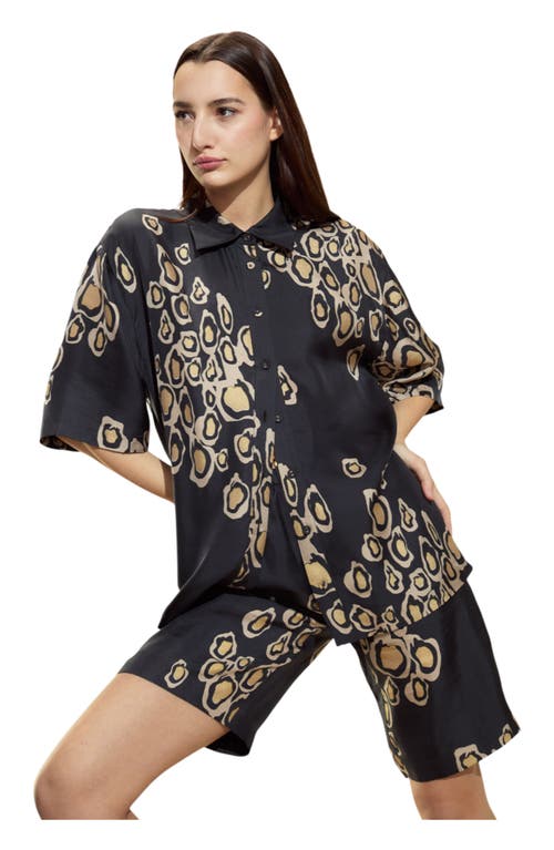 Cynthia Rowley Amalfi Gold Foil Shorts In Black
