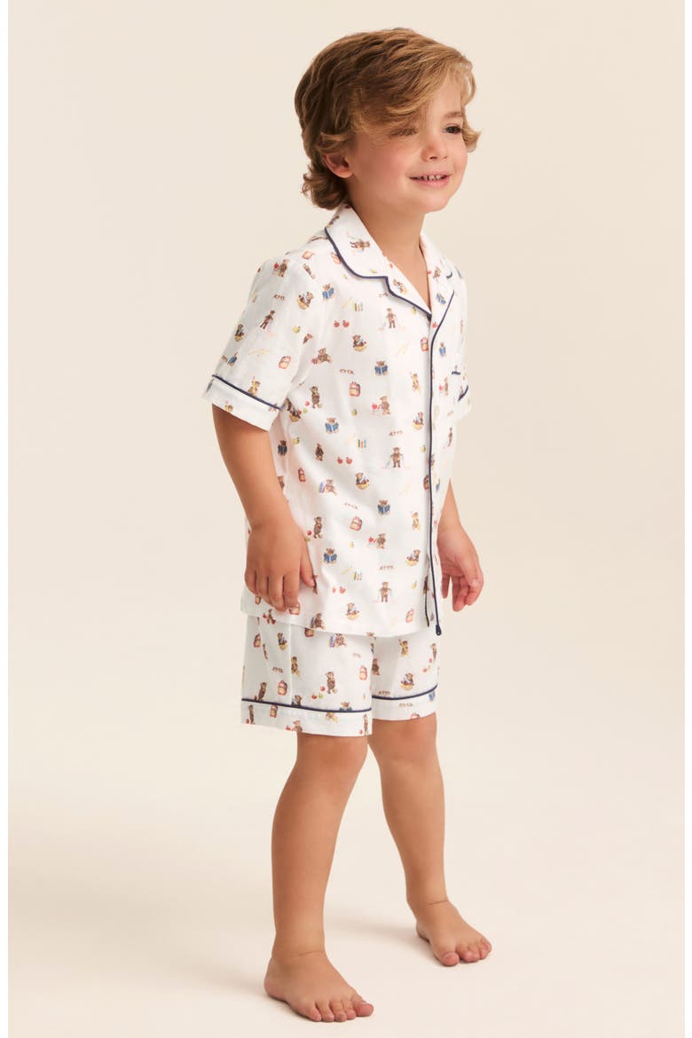 Kids' Two-Piece Cotton Blend Short Pajamas, Alternate, color, MEDIUM BROWN