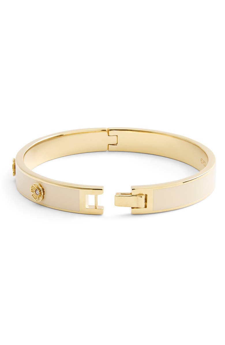 COACH Tea Rose Enamel Hinged Bangle Bracelet, Alternate, color,