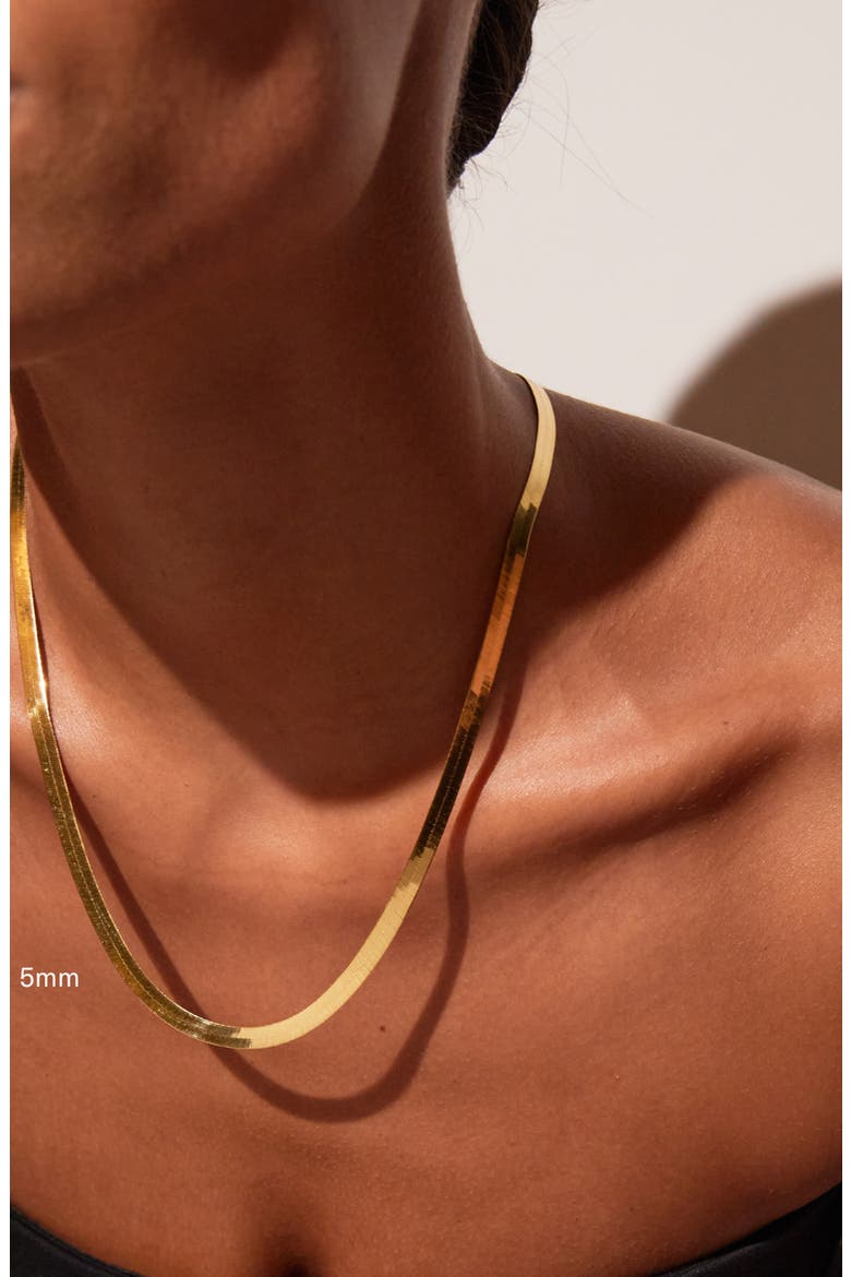 Herringbone 5mm Chain Necklace, Alternate, color, Yellow Gold