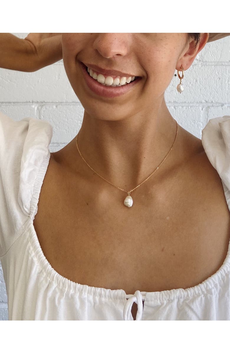 Set & Stones Adelle Pearl Necklace, Alternate, color, Gold / White