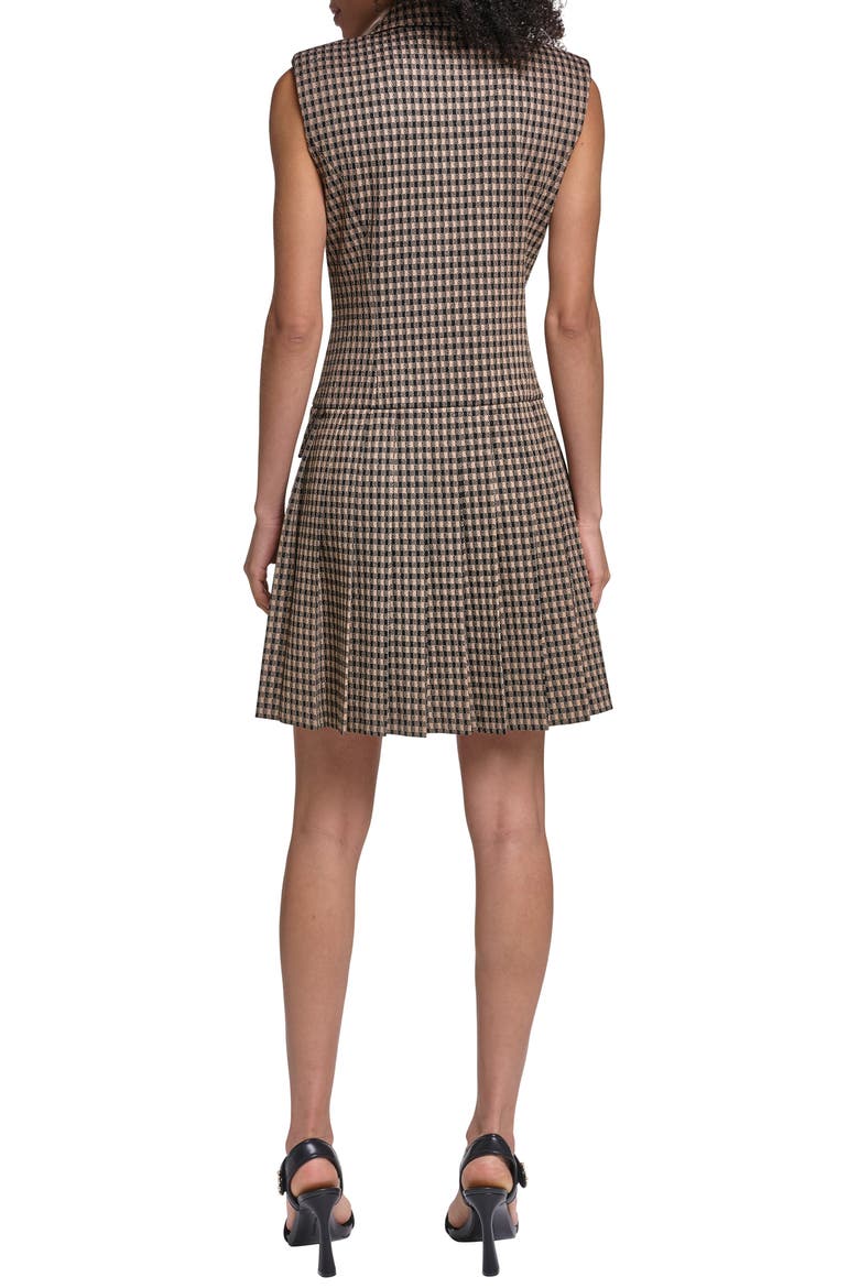 Metallic Pleated Sleeveless Dress, Alternate, color, BROWN BLACK MULTI