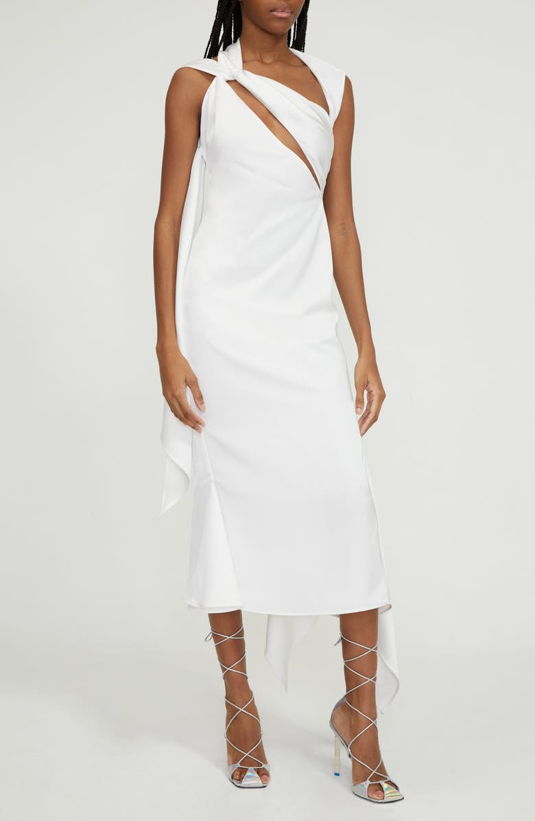 The Attico Sam Asymmetric Cutout Double Satin Midi Dress | Nordstrom