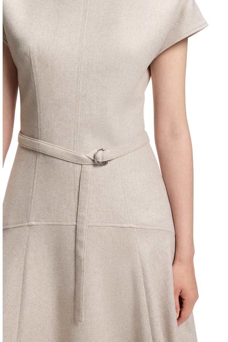 Dopala Fit and Flare Belted Wool Blend Midi Dress, Alternate, color, BISQUE MELANGE