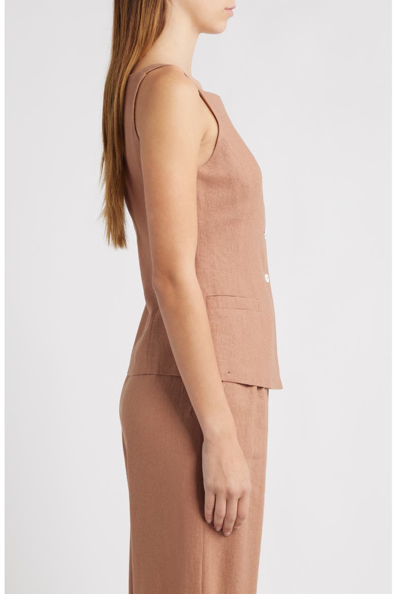 Naomi Linen Blend Vest, Alternate, color, MOCHA