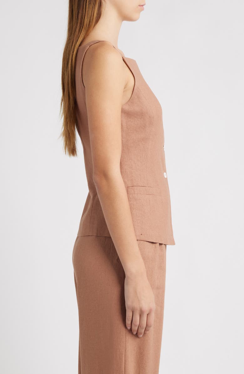 WAYF Naomi Linen Blend Vest, Alternate, color, Mocha