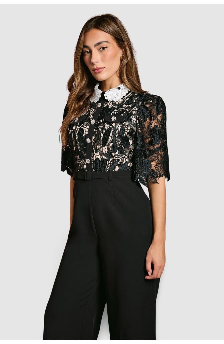 Coast Lace Shirt Short Sleeve Jumpsuit, Alternate, color, Mono