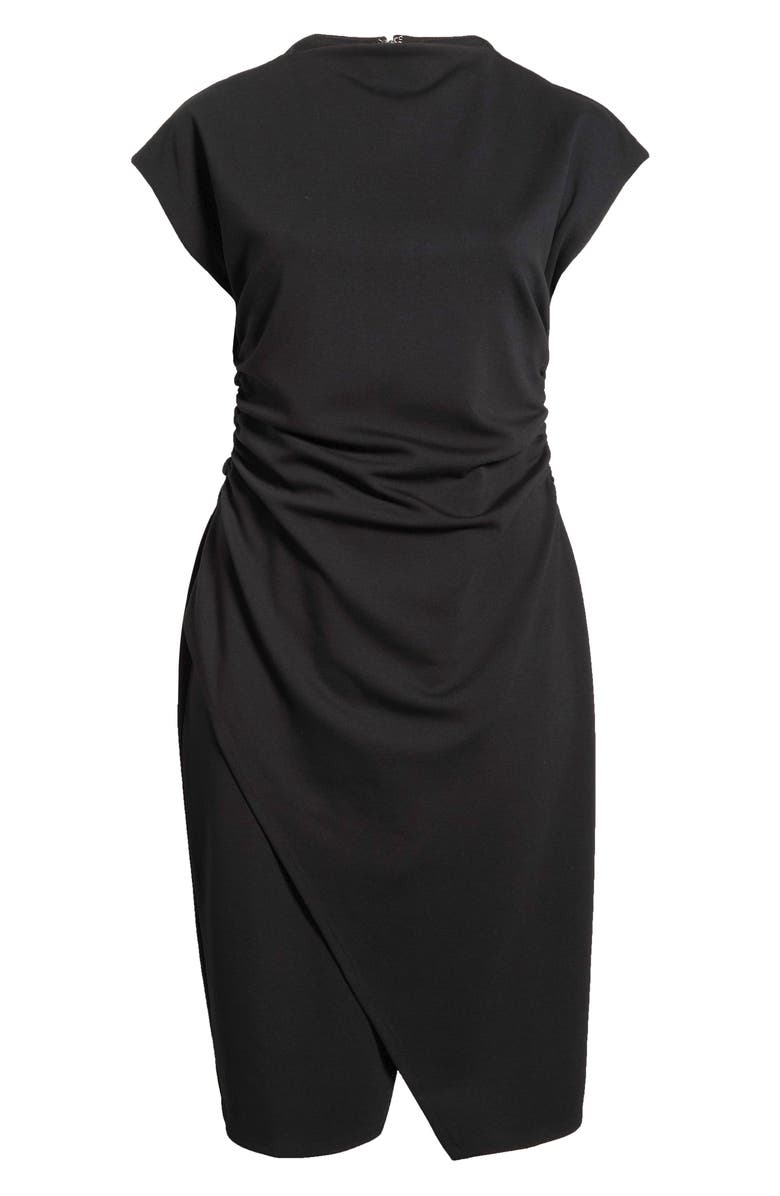 Nordstrom Ruched Cap Sleeve Dress, Alternate, color, Black