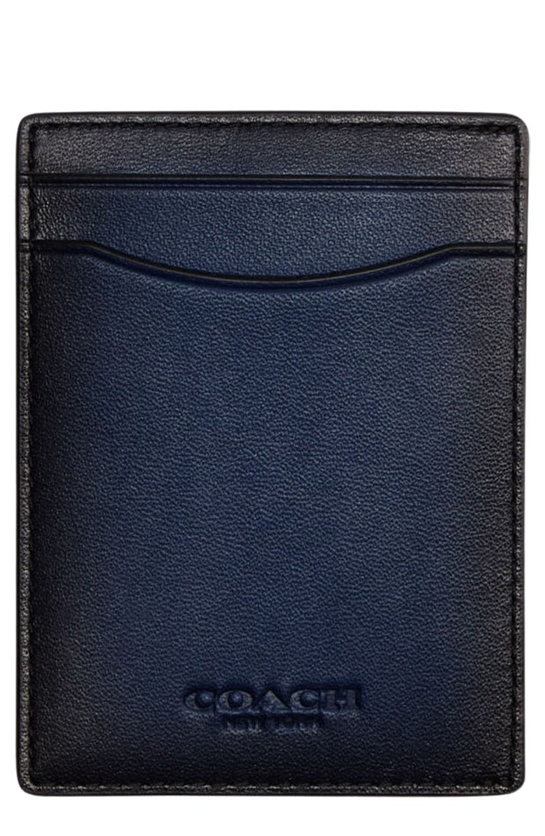 COACH Leather Money Clip Card Case, Main, color,