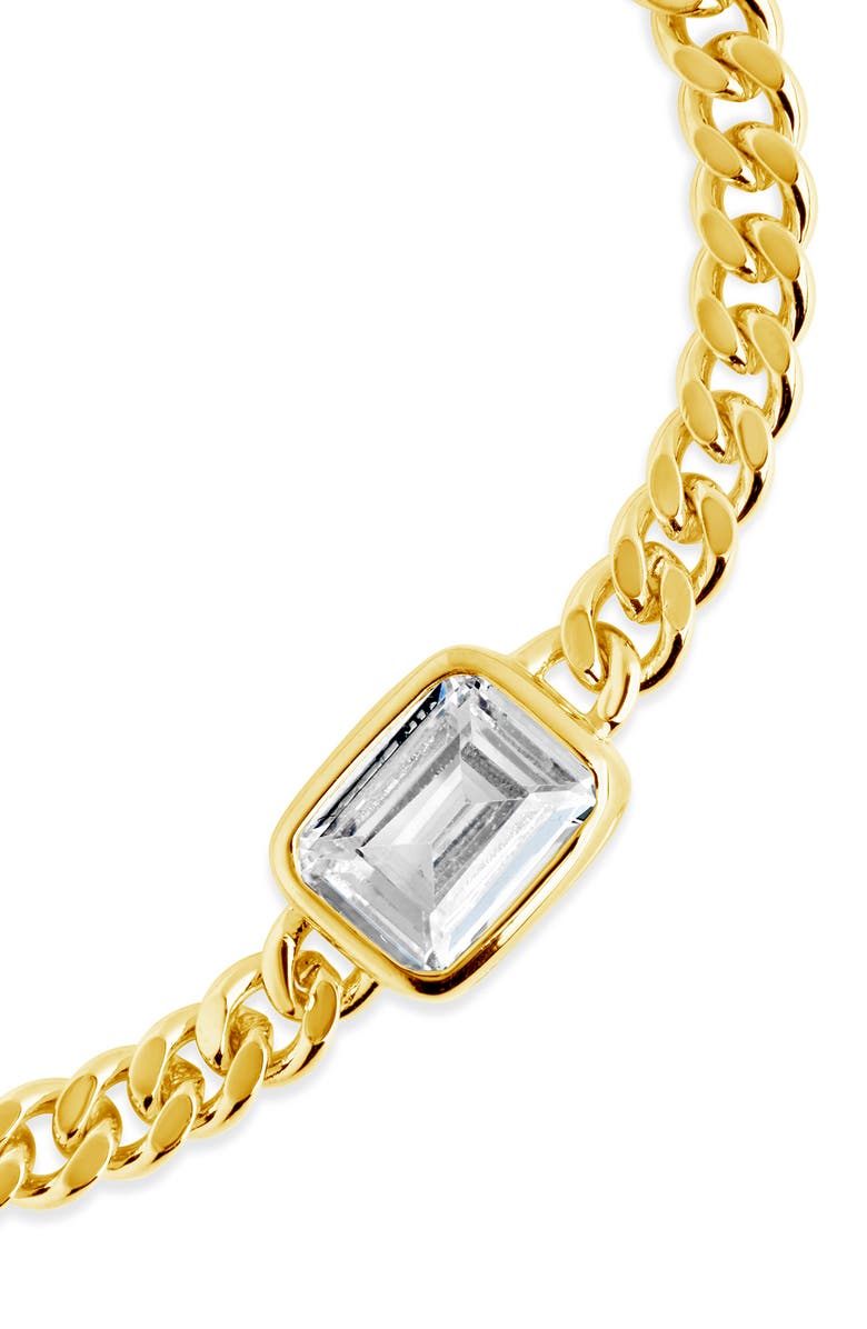 Sterling Forever Harper Cubic Zirconia Chain Bracelet, Alternate, color, Gold