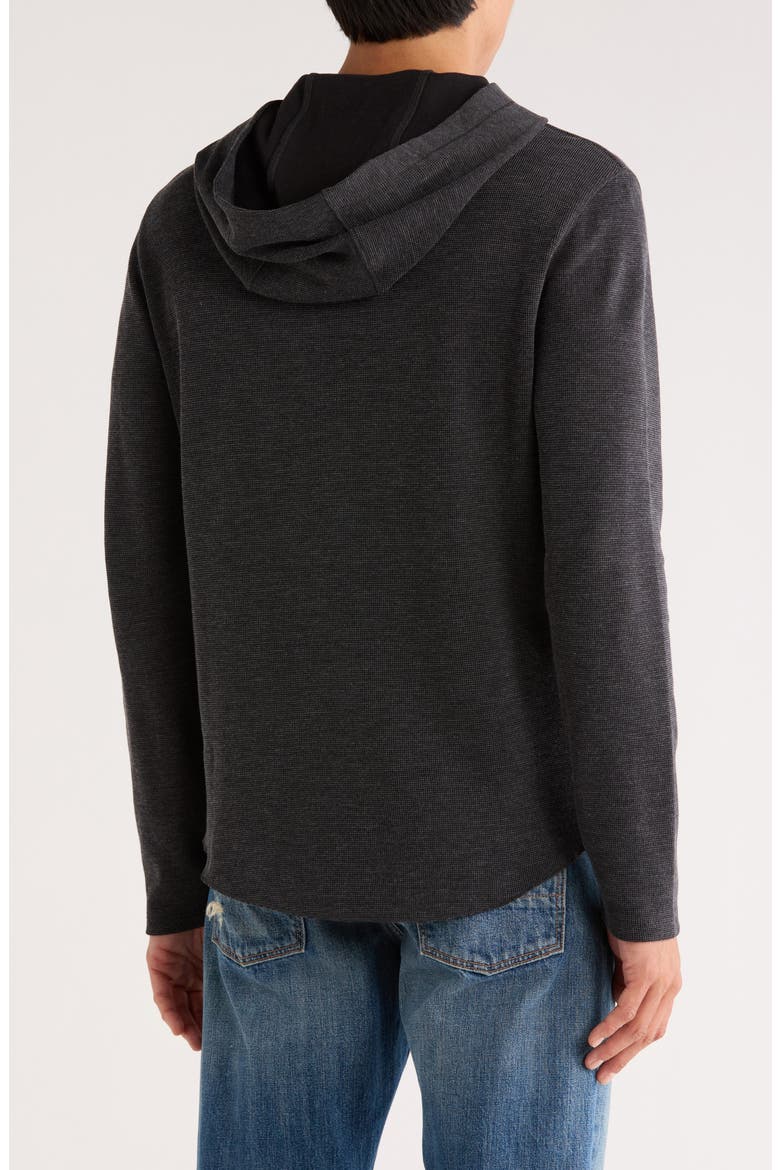 Rib Flat Hoodie, Alternate, color, BLACK/ OFF WHITE