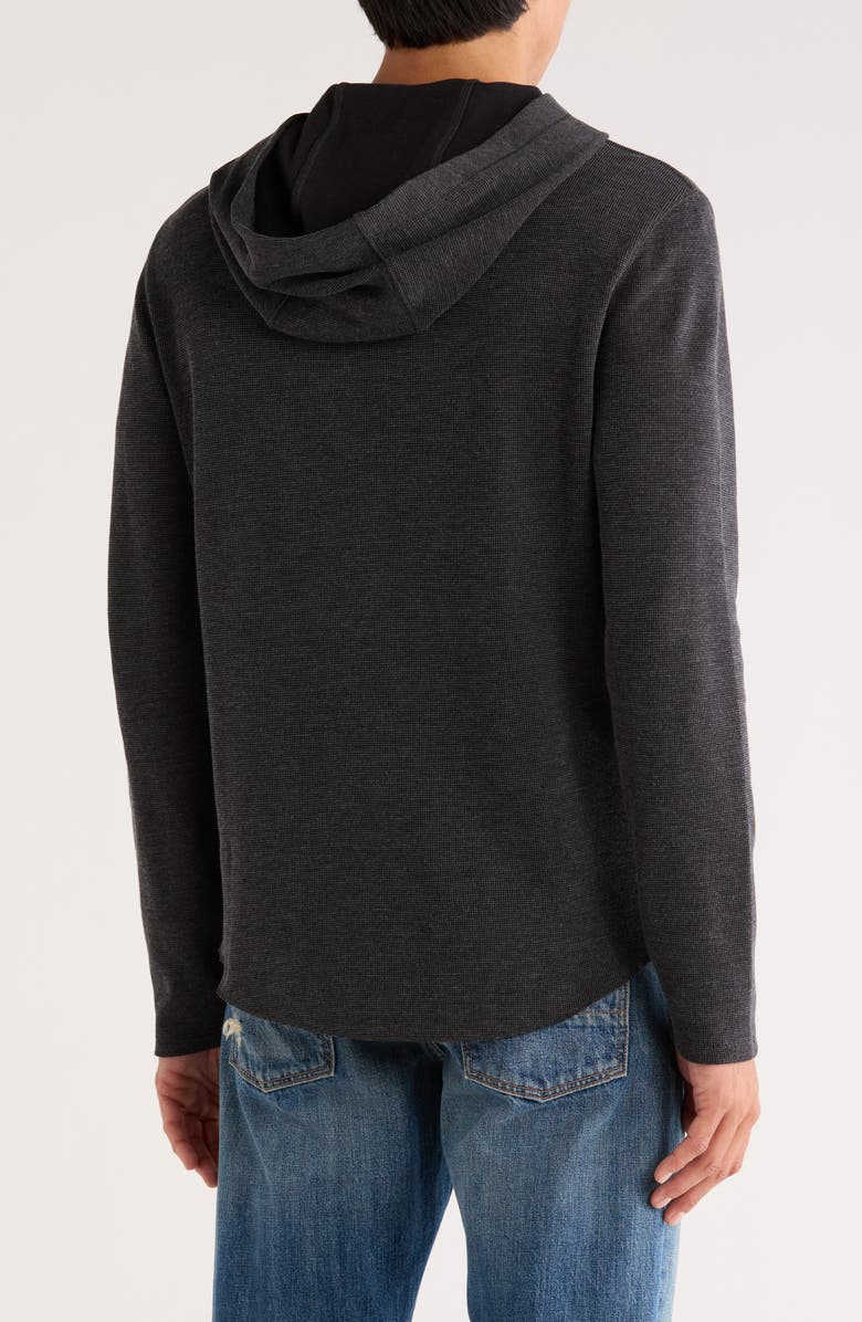 Vince Rib Flat Hoodie, Alternate, color, Black/ Off White