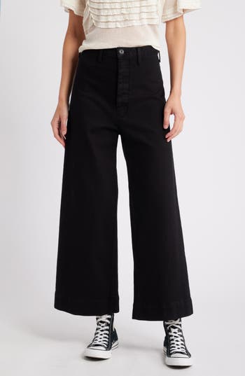 The Great . The Seafair Crop Wide Leg Jeans In Black