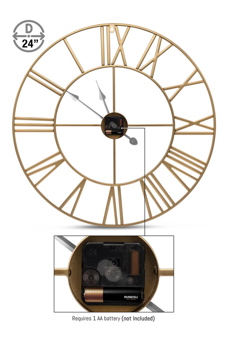 Decorative Wall Clock, Alternate, color, GOLD