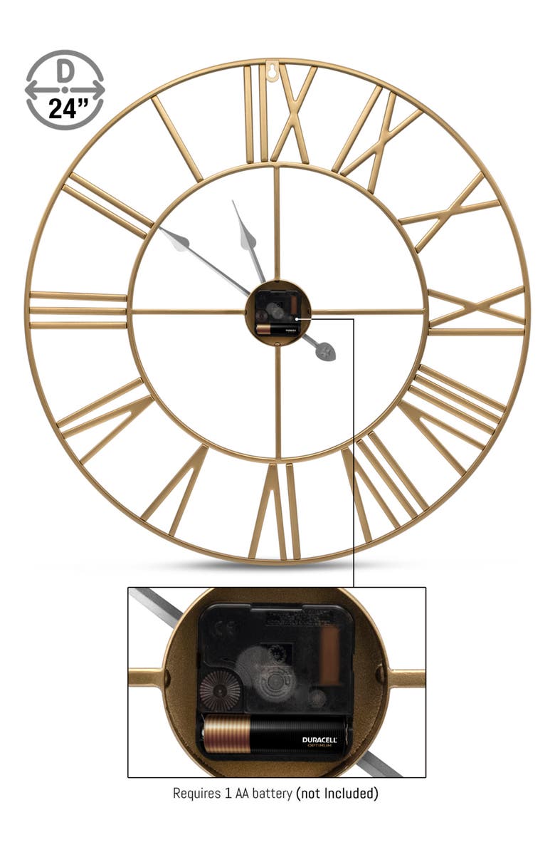 SORBUS Decorative Wall Clock, Alternate, color, Gold