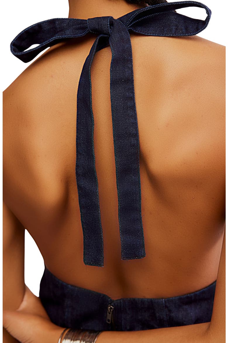 Trevi Denim Halter Minidress, Alternate, color, RINSE
