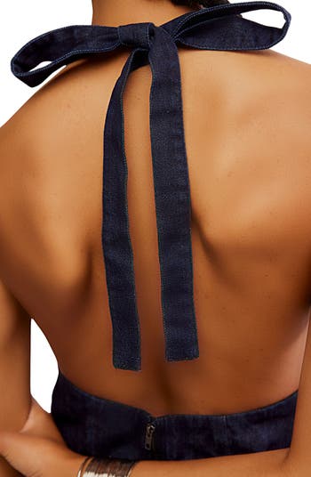 Trevi Denim Halter Minidress