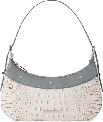 Brahmin Grey Ostrich top Leather Satchel