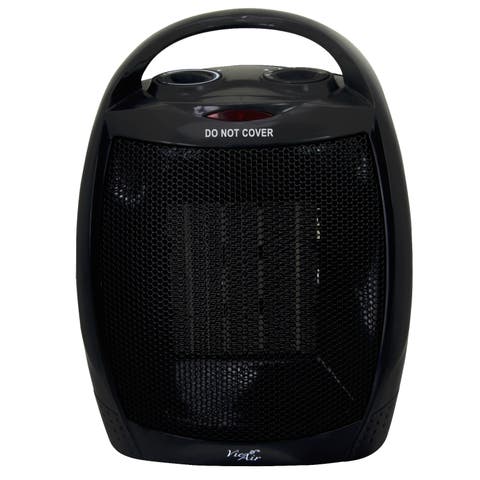1500W Portable 2 Settings Black Ceramic Heater with Adjustable Thermostat