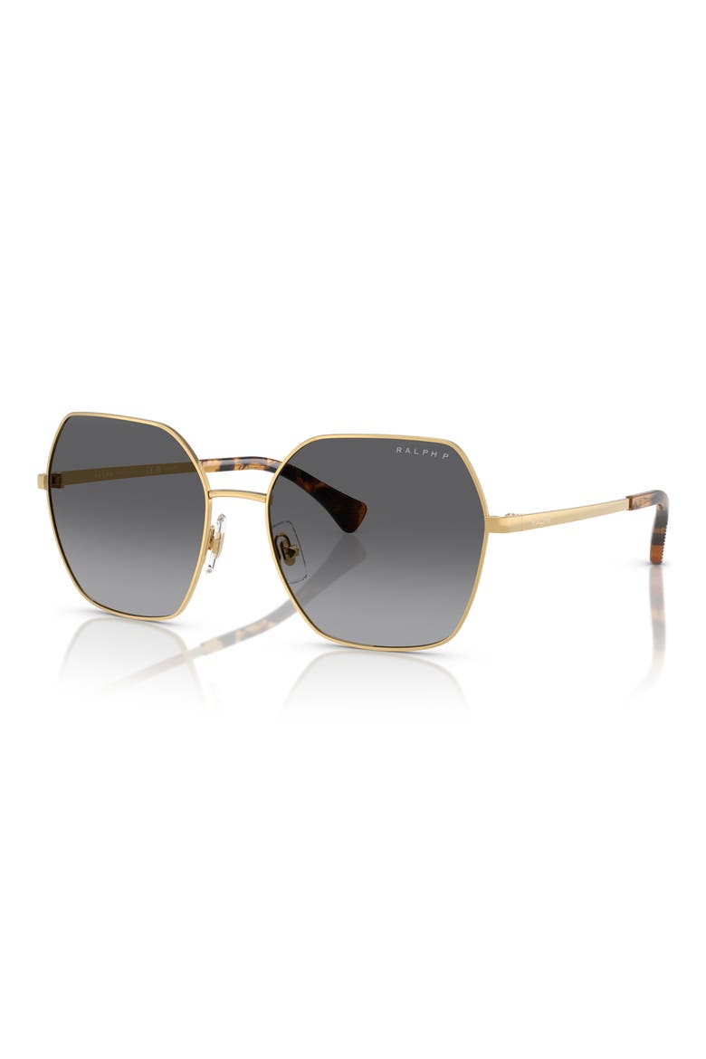 58mm Polarized Gradient Square Sunglasses, Alternate, color, GOLD / POLAR GRADIENT GREY
