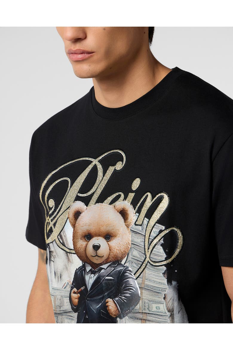 Round Neck T-Shirt Teddy Money Men, Alternate, color, black