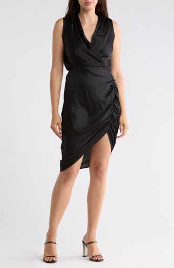 Sleeveless Satin Asymmetric Midi Dress
