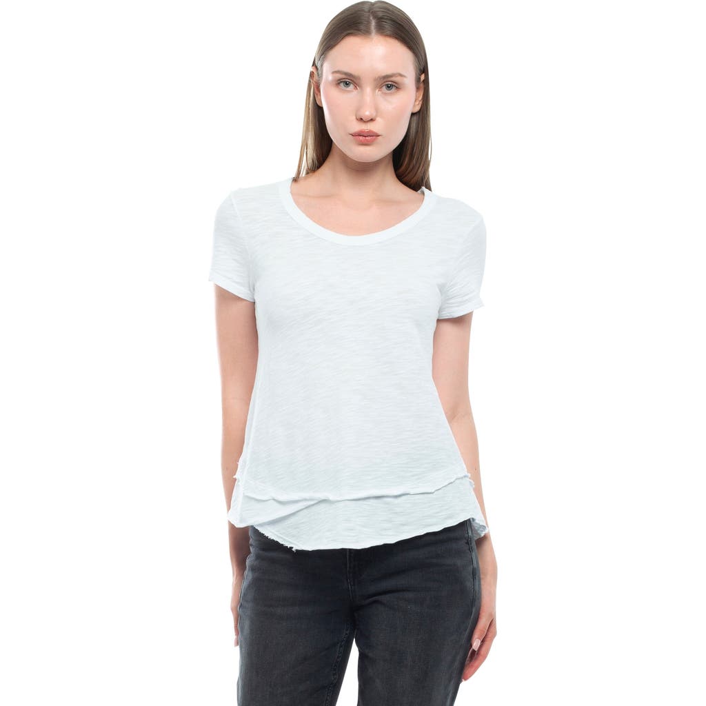 Wilt Clothing Short Sleeve Mock Layer Tee In White