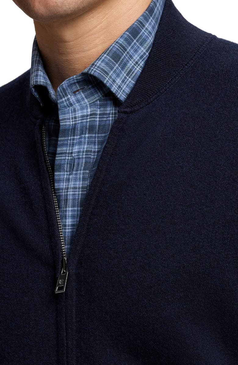 Ralph Lauren Purple Label Cashmere French Terry Zip Cardigan, Alternate, color, Dark Navy