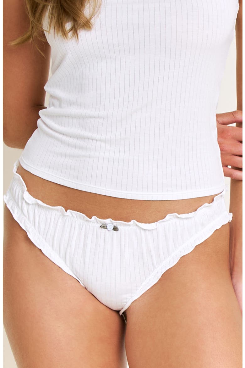 Dolly Lettuce Edge Rib Bikini Briefs, Alternate, color, WHITE