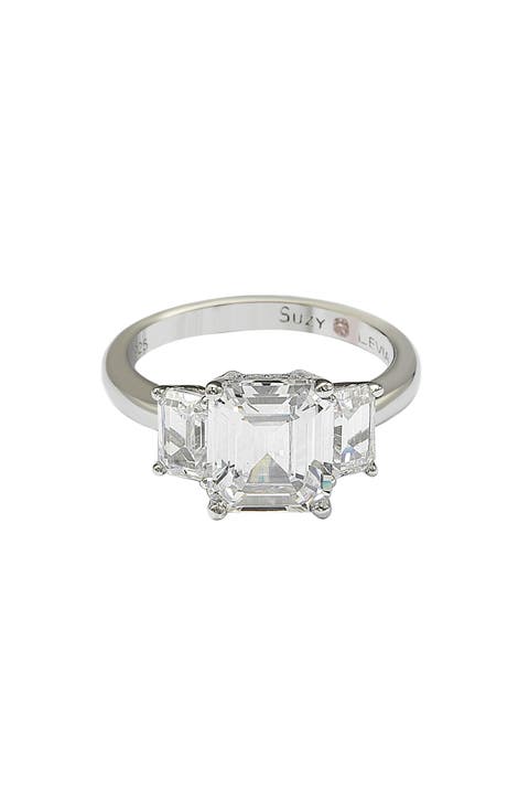 Emerald-Cut 3-Stone CZ Bridal Ring