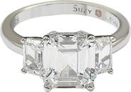 SUZY LEVIAN Emerald-Cut 3-Stone CZ Bridal Ring