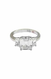 SUZY LEVIAN Emerald-Cut 3-Stone CZ Bridal Ring