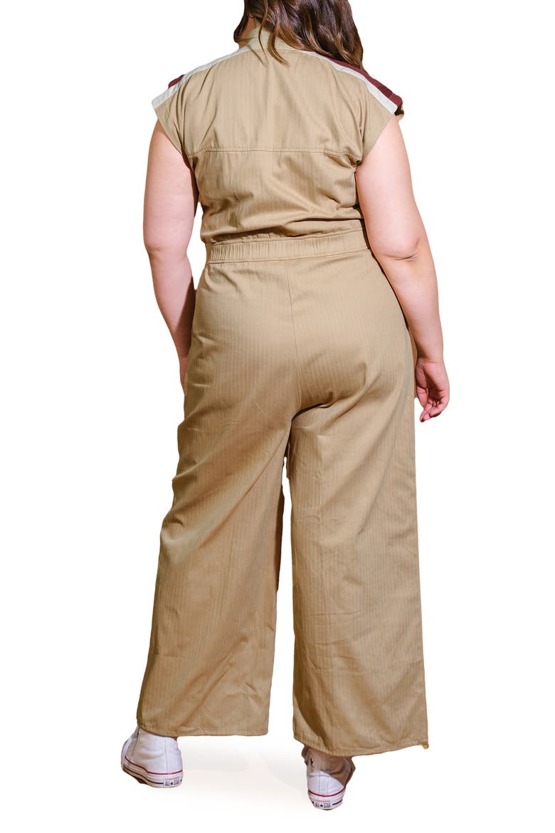 Cap Sleeve Cotton Utility Jumpsuit, Alternate, color, CAMEL