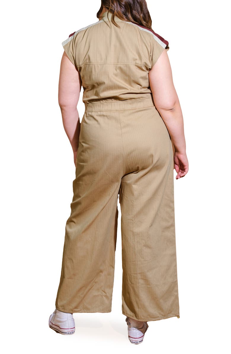 FLYING TOMATO Cap Sleeve Cotton Utility Jumpsuit, Alternate, color, Camel