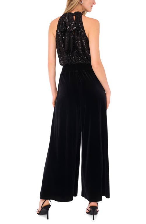 Vince Camuto Sequin Bodice Wide Leg Jumpsuit In Black