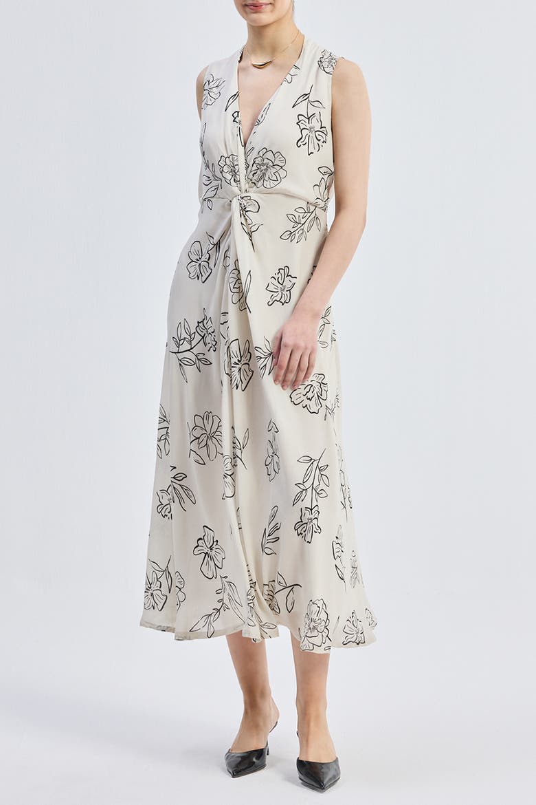 Front Twist Maxi Dress in Florals, Main, color, Black Florals