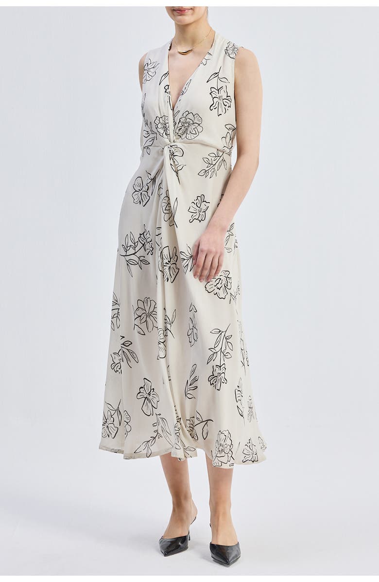 Reistor Front Twist Maxi Dress in Florals, Main, color, Black Florals